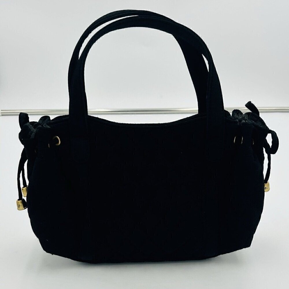 Vera Bradley Black Quilted Cinched Side Top Handle Handbag Tote Purse